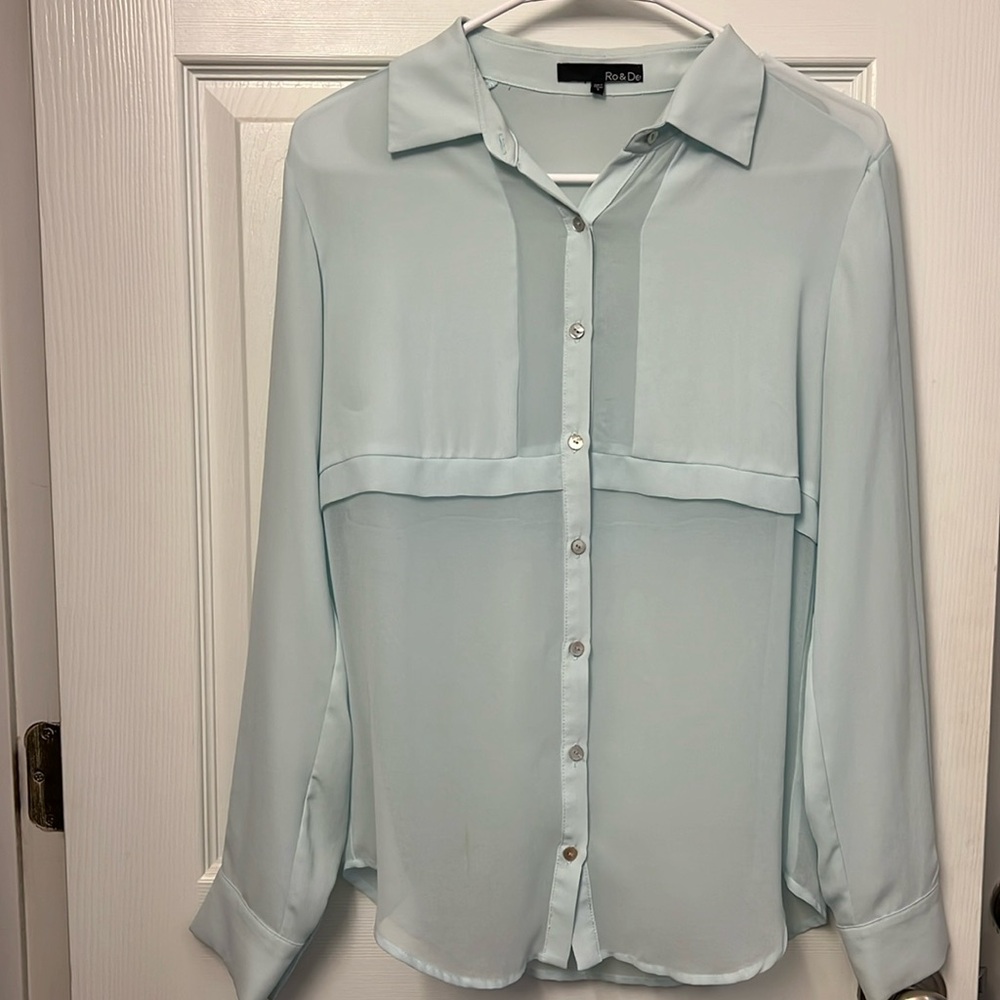Ro & De sheer light blue blouse